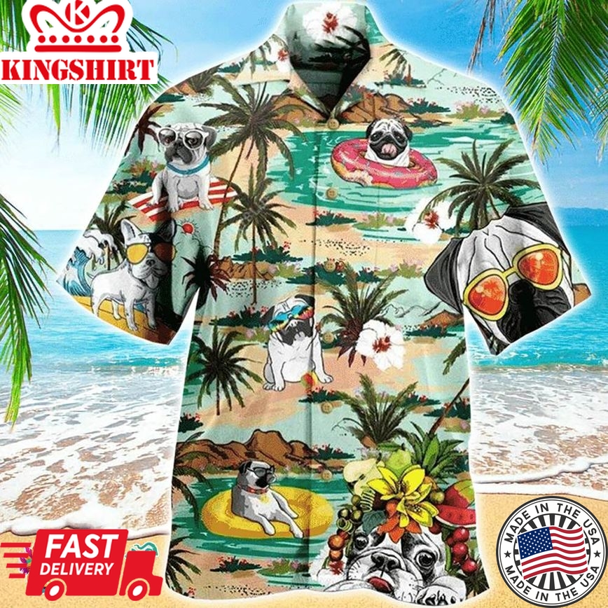 Pitbull Hawaiian Shirt Swimming At Beach Summer Time, Aloha Hawaiian Shirts