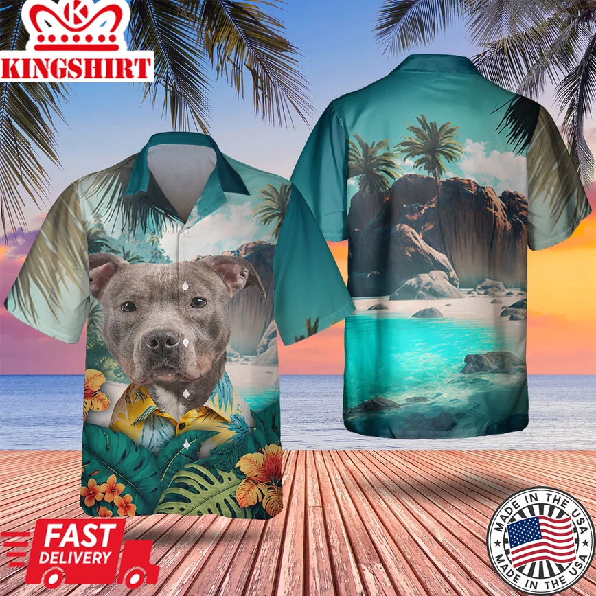 Pitbull Trendy Hawaiian Shirt, Dog Lover Trendy Hawaiian Shirt, Summer Gift For Men And Women