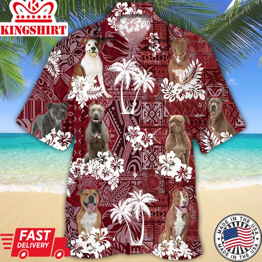 Pitbull Trendy Hawaiian Shirt, Gift For Dog Lover Shirts, Men's Trendy Hawaiian Shirt, Summer Hawaiian Aloha Shirt