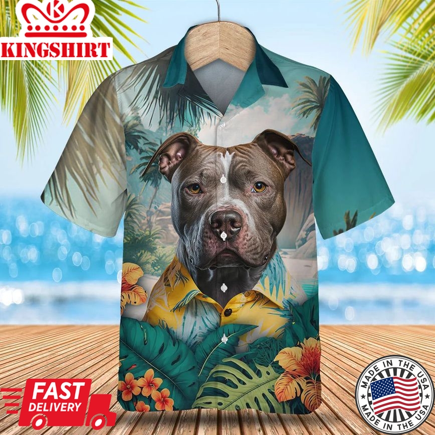 Pitbull Tropic Escape - Unleash Your Style with this 3D Tropical Trendy Hawaiian Shirt