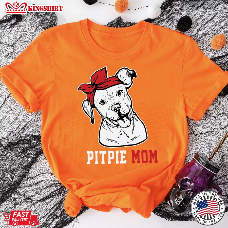 Pitpie Mom Pitbull With Headband Dog Mom T-Shirt