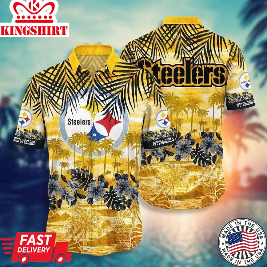 Pittsburgh Steelers NFL Hawaiian Shirt And Short Style Tropical Pattern Graphic Hot Trending Summer For Awesome Fans