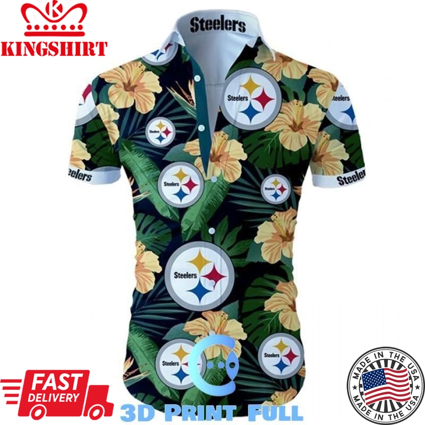 Pittsburgh Steelers Tropical Flower Hawaiian Shirts White Men