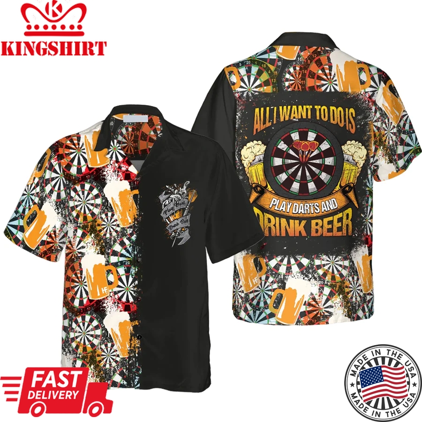 Play Darts And Drink Beer Trendy Hawaiian Shirt, Dart Shirt, Gift For Dart Player