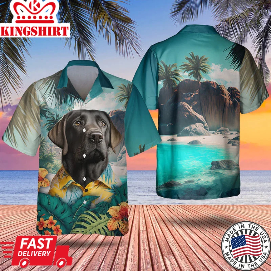 Playful Pups: Labrador Retriever 3D Tropical Trendy Hawaiian Shirt - Stylish Attire for Dog Lovers