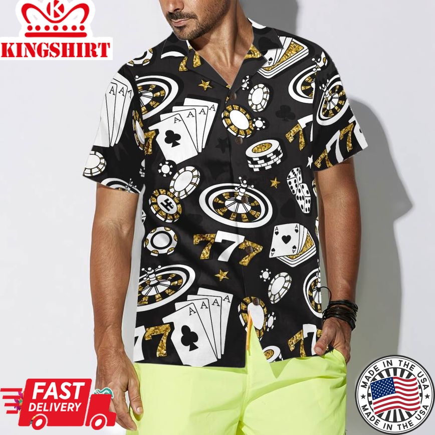 Playing Chip Cards Poker Shirt For Men Hawaiian Shirt