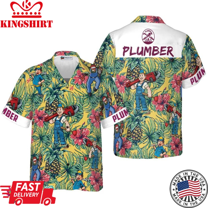 Plumber Pineapple Seamless Pattern Hawaiian Shirt