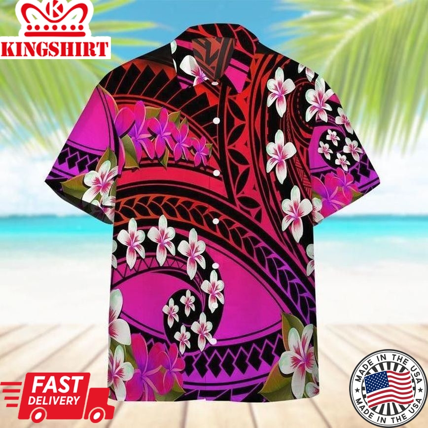 Plumeria Polynesian Purple Trendy Hawaiian Shirt