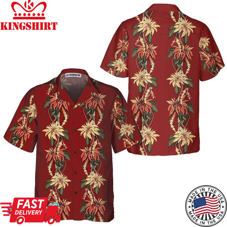 Poinsettia Christmas Hawaiian Shirt, Vintage Christmas Shirt, Best Christmas Gift Ideas