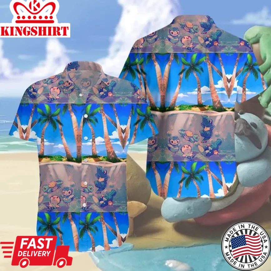 Poke Blue Trendy Hawaiian Shirt