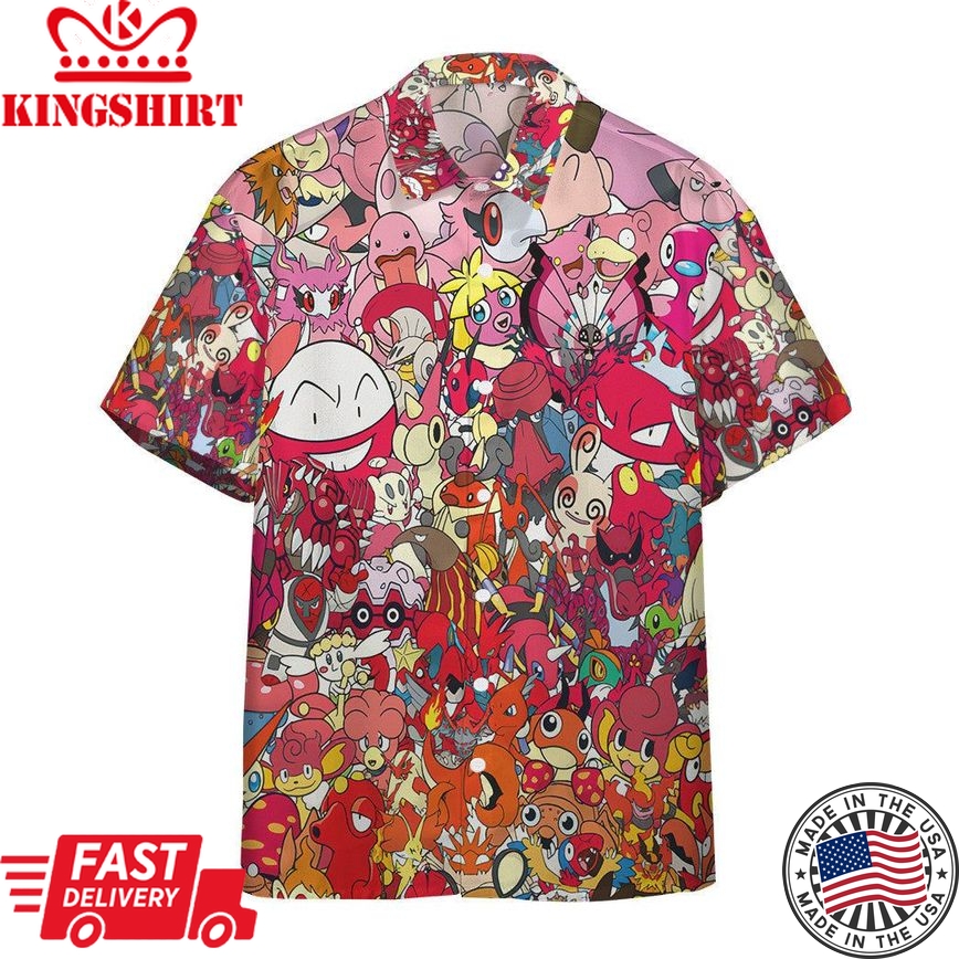 Pokemon Hawaiian Shirt All The Fire Pokemon Hawaii Shirt Pokemon Aloha Shirt