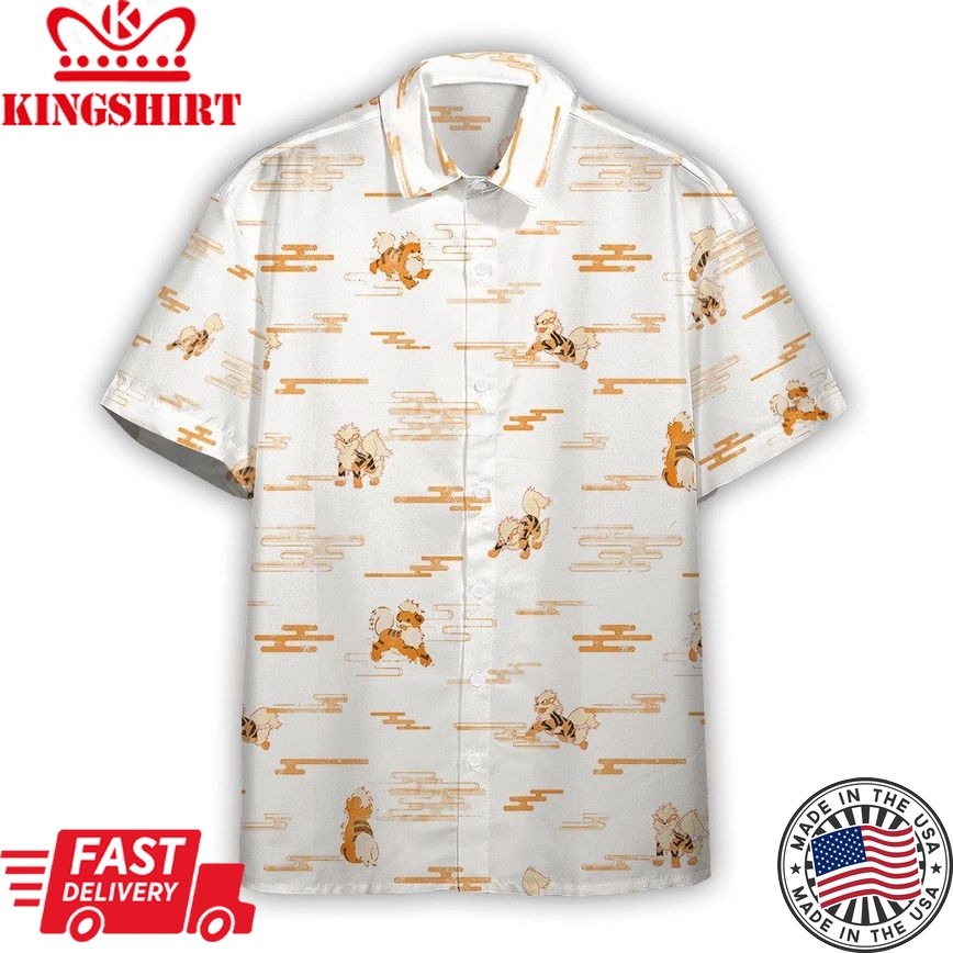 Pokemon Hawaiian Shirt Arcanine Evolution White Hawaii Shirt Pokemon Aloha Shirt