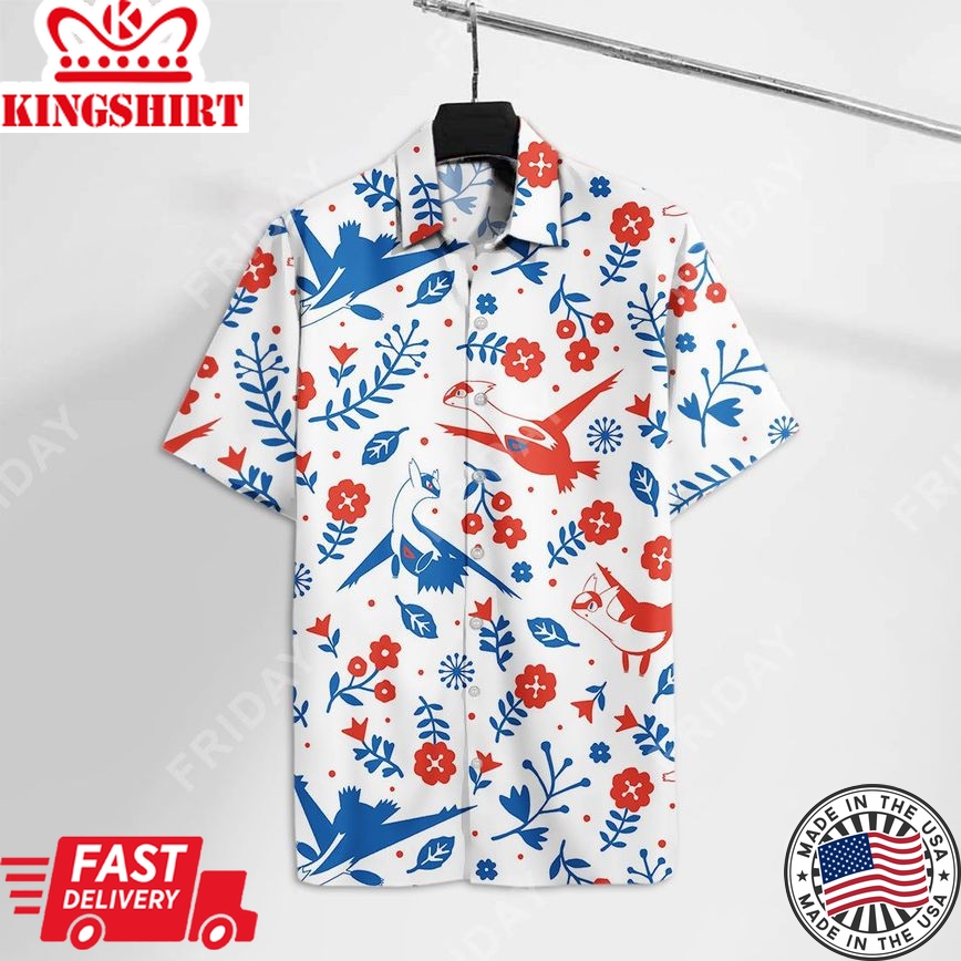 Pokemon Hawaiian Shirt Latias Latios Pokemon White Hawaii Aloha Shirt Pokemon Hawaii Shirt