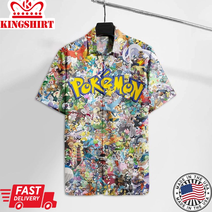 Pokemon Hawaiian Shirt Pkm All Pocket Monsters Hawaii Tshirt