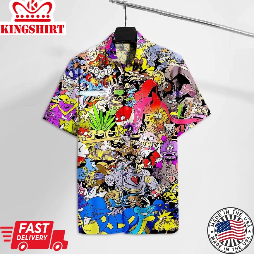 Pokemon Hawaiian Shirt Pkm Funny Fighting Hawaii Tshirt