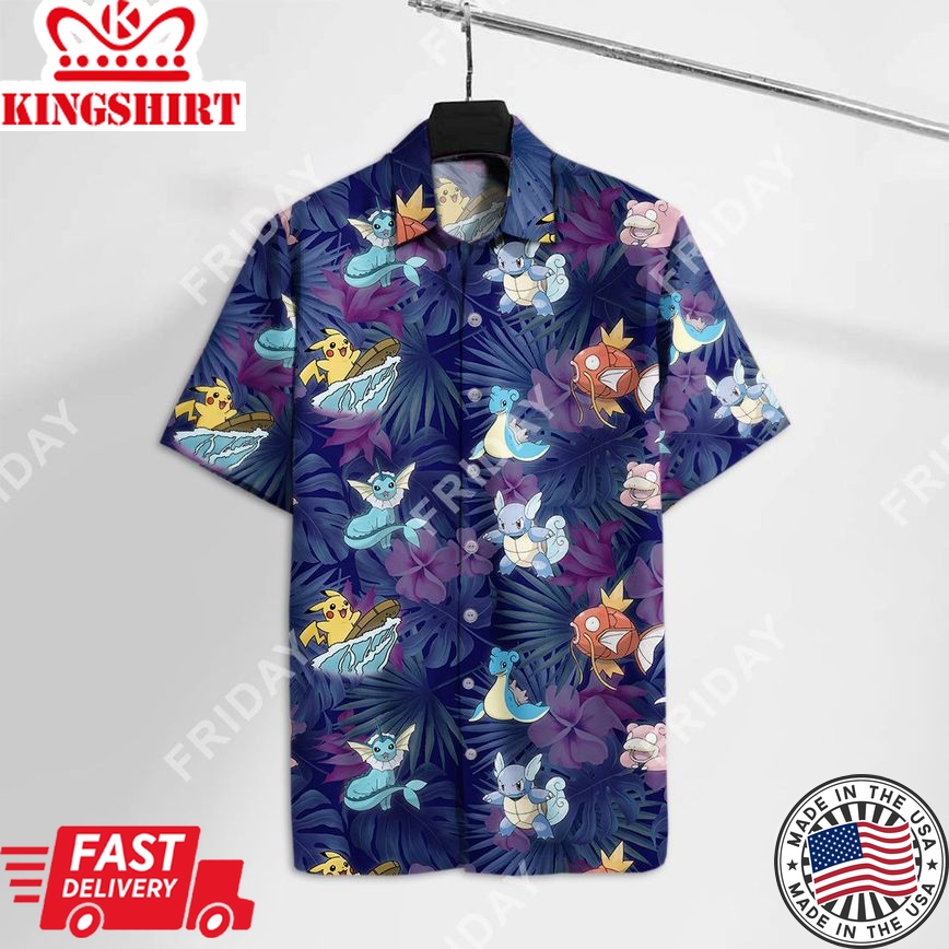 Pokemon Hawaiian T-Shirt Pokemon Pika Magikarp Hawaii Shirt Pokemon Aloha Shirts