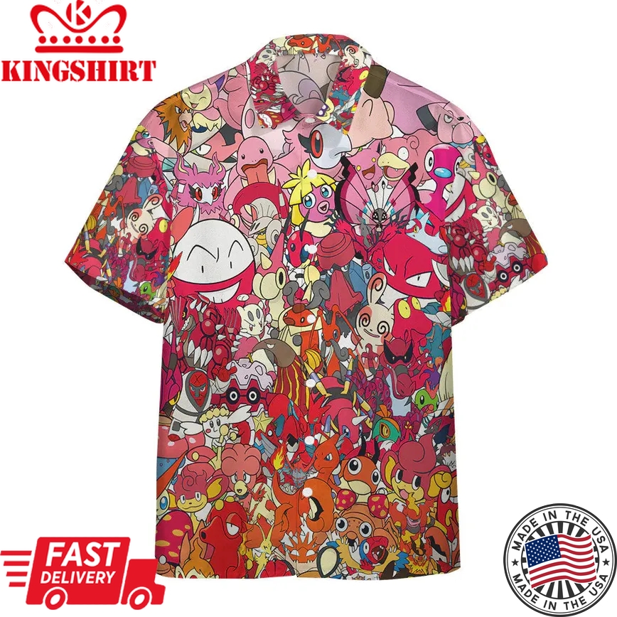 Pokemon Trendy Hawaiian Shirt All The Fire Pokemon Hawaii Shirt Pokemon Aloha Shirt 2022