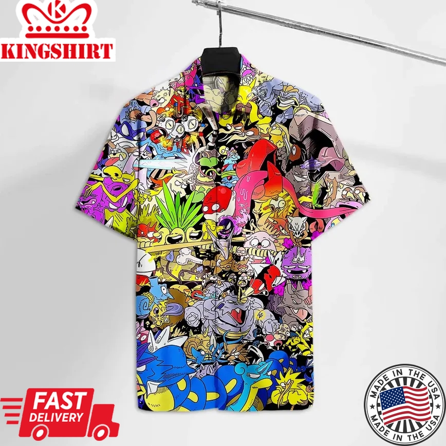 Pokemon Trendy Hawaiian Shirt Pkm Funny Fighting Hawaii Tshirt 2022