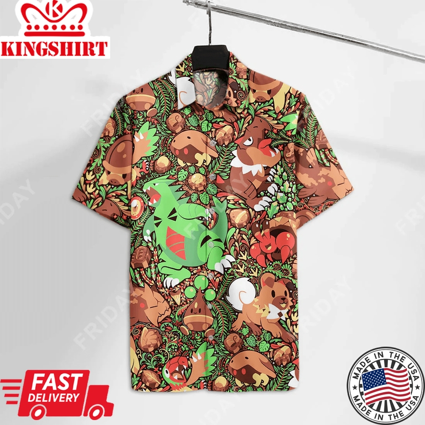 Pokemon Trendy Hawaiian Shirt Pokemons In Brown Hawaii Aloha Shirt Pokemon Hawaii Shirt 2022