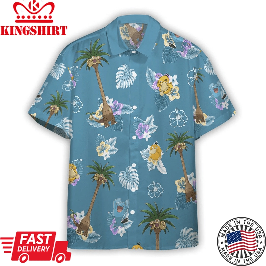 Pokemon Trendy Hawaiian Shirt Tropical Alolan Exeggutor Hawaii Shirt Pokemon Aloha Shirt 2022