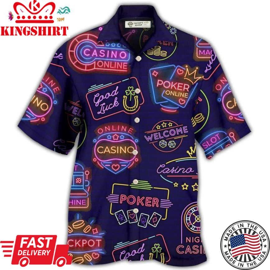 Poker Neon Casino Art Hawaiian Shirt