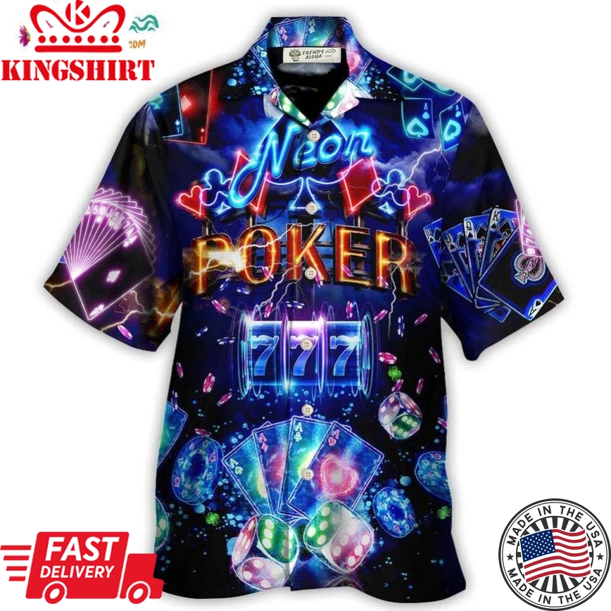 Poker Neon Casino Slot Machine With Jackpot Hawaiian Shirt