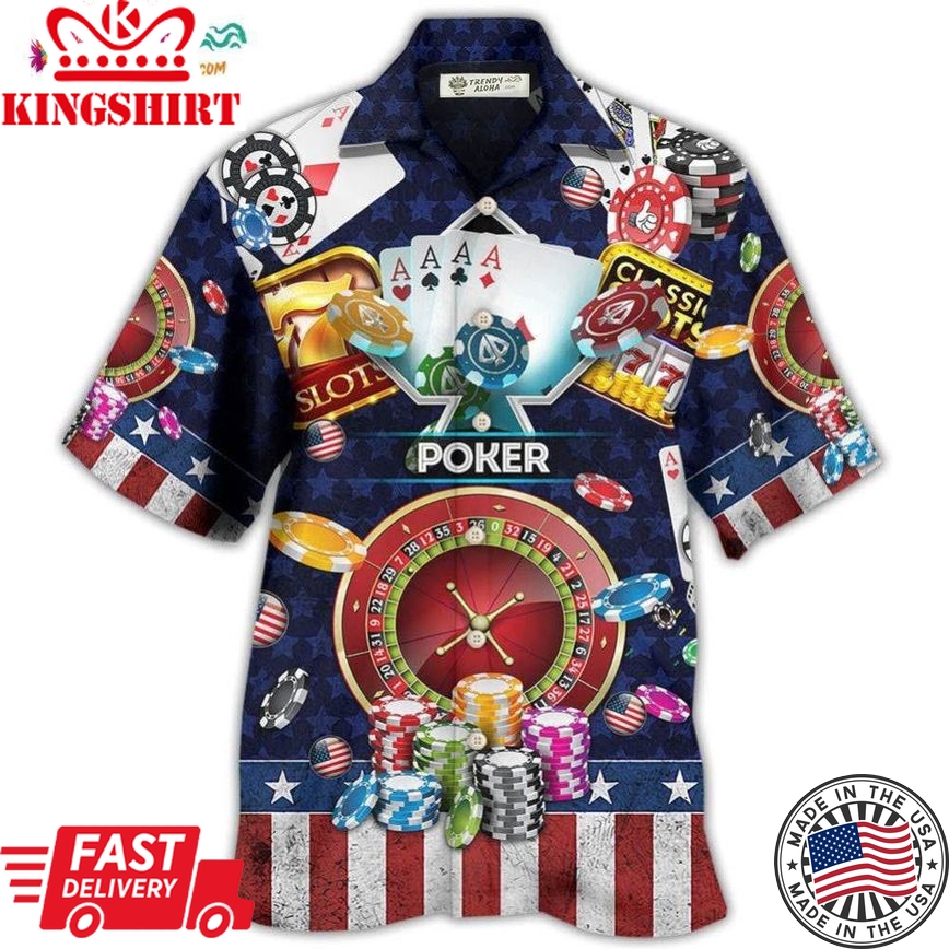 Poker Us Flag Independence Day Hawaiian Shirt