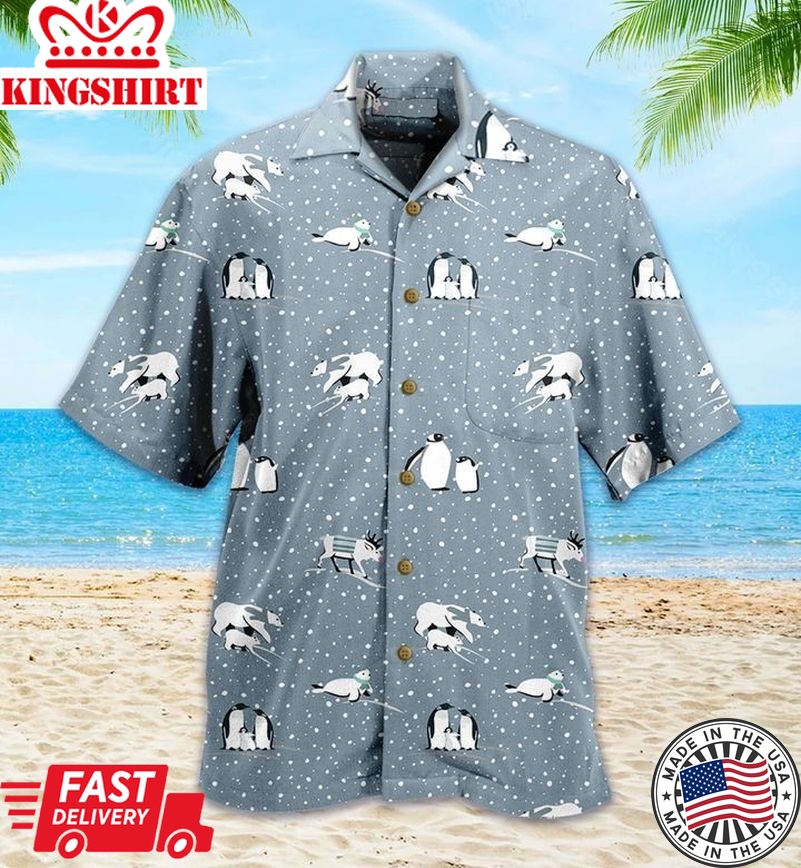 Polar Bear Grey Trendy Hawaiian Shirt 3D Summer Gifts