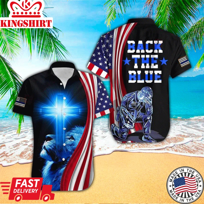 Police Back The Blue All Over Printed Trendy Hawaiian Shirt