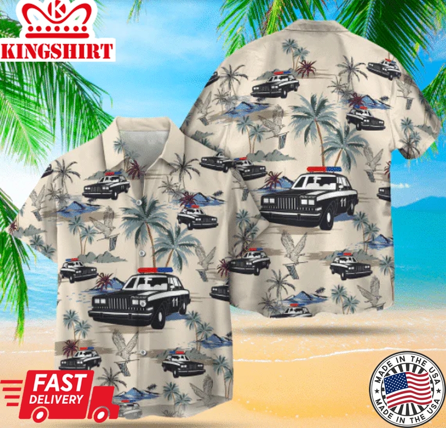 Police Cars Seamless Pattern Trendy Hawaiian Shirt, Gift For Police