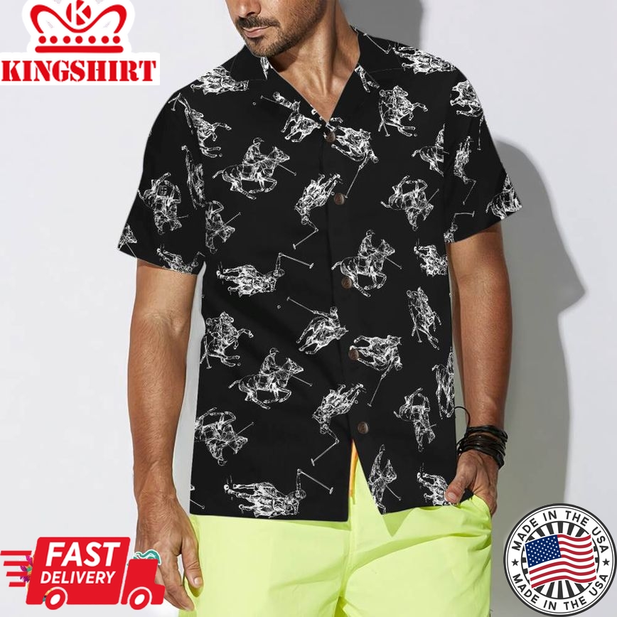 Polo Smoke Black And White Pattern Hawaiian Shirt