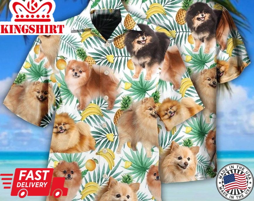 Pomeranian Dog Banana Tropical Style, Personalized Pet Aloha Shirt, Hawaii Shirt Party Summer, Hawaiian Set Gift, Gift For Lover Animal.