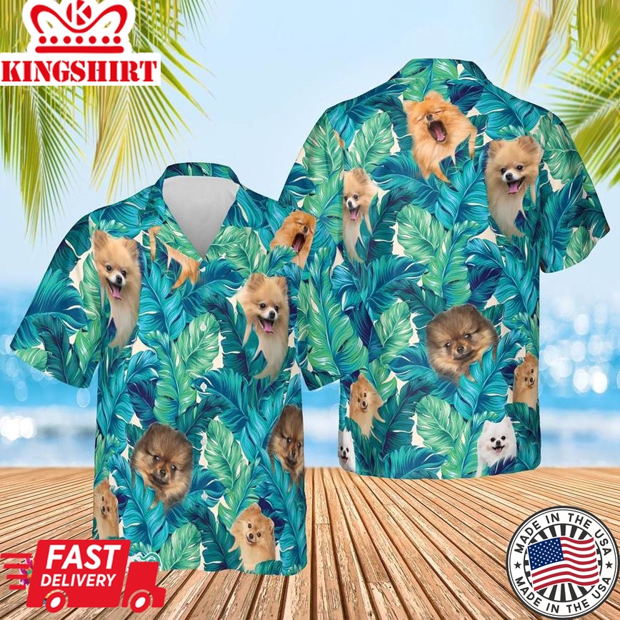 Pomeranian Hawaiian Aloha Beach Shirt