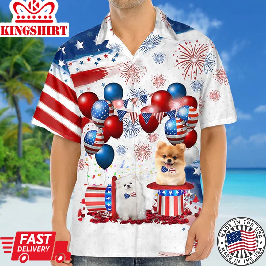 Pomeranian Independence Day Trendy Hawaiian Shirt For Men And Women, 4Th Of July Trendy Hawaiian Shirt