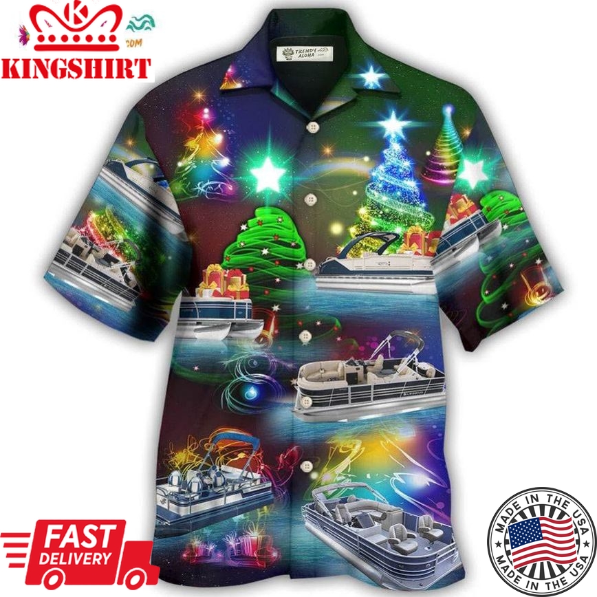 Pontoon Christmas Tree Hawaiian Shirt