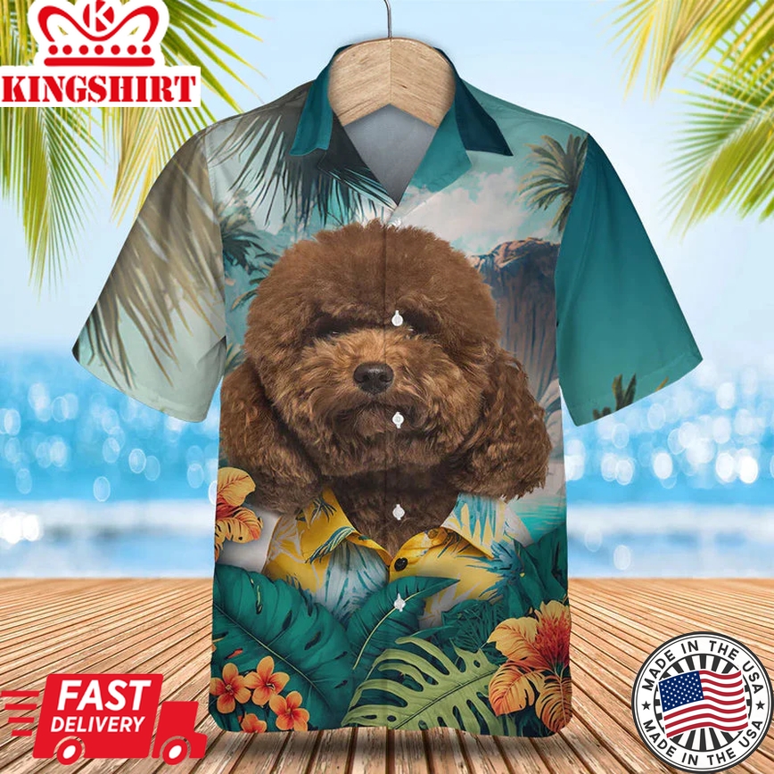 Poodle 2 3D Tropical Trendy Hawaiian Shirt, Dog Lover Trendy Hawaiian Shirt, Summer Trendy Hawaiian Shirt For Men And Women