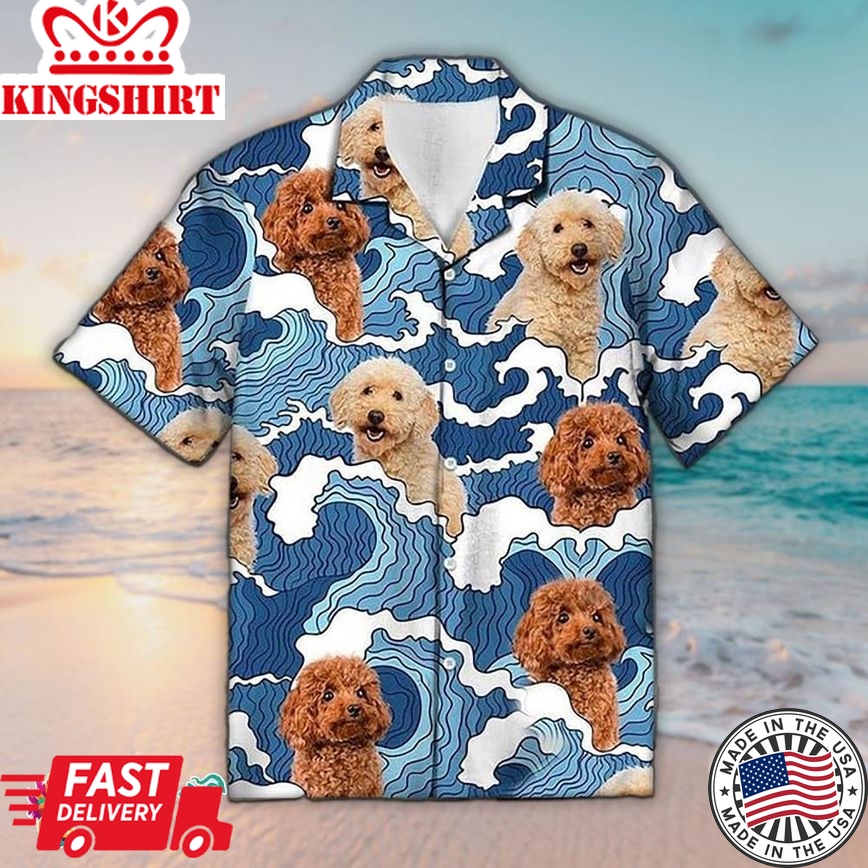 Poodle Hawaiian Shirt Poodle And Wave Hawaiian Aloha Beach Shirt