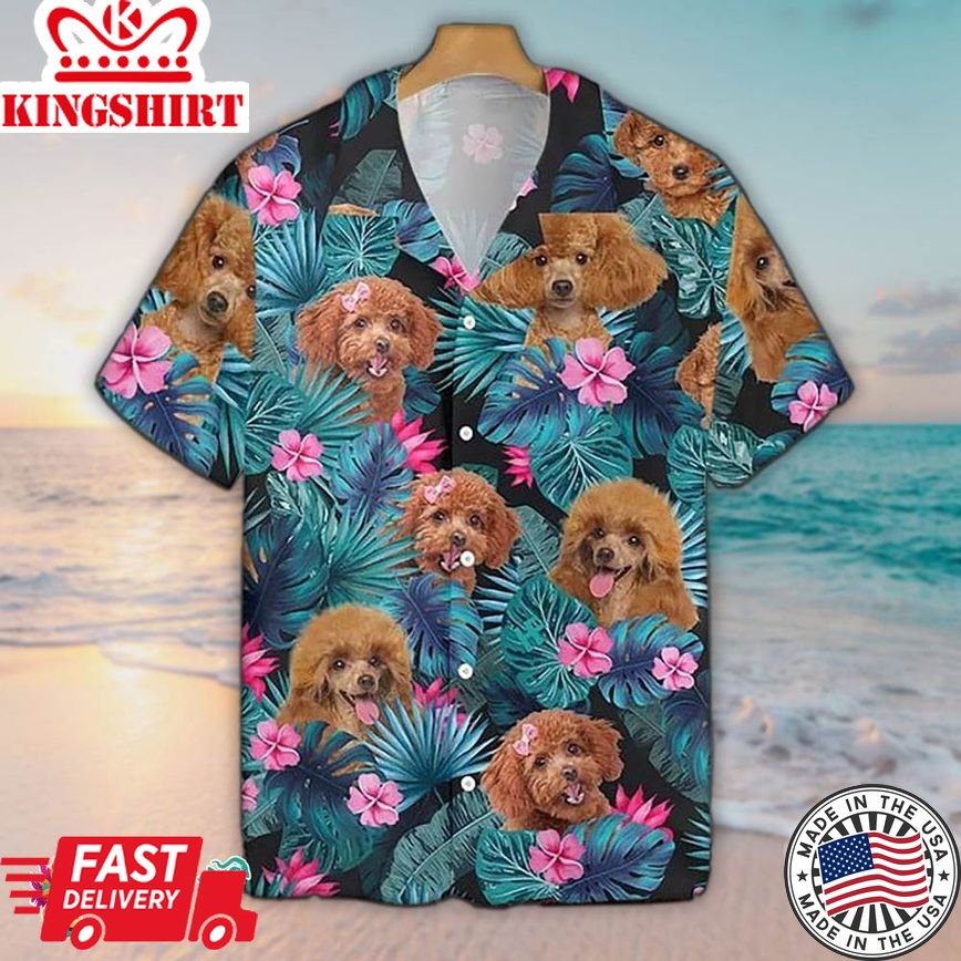 Poodle Hawaiian Shirt Poodle Floral Tropical Hawaiian Aloha Beach Shirt