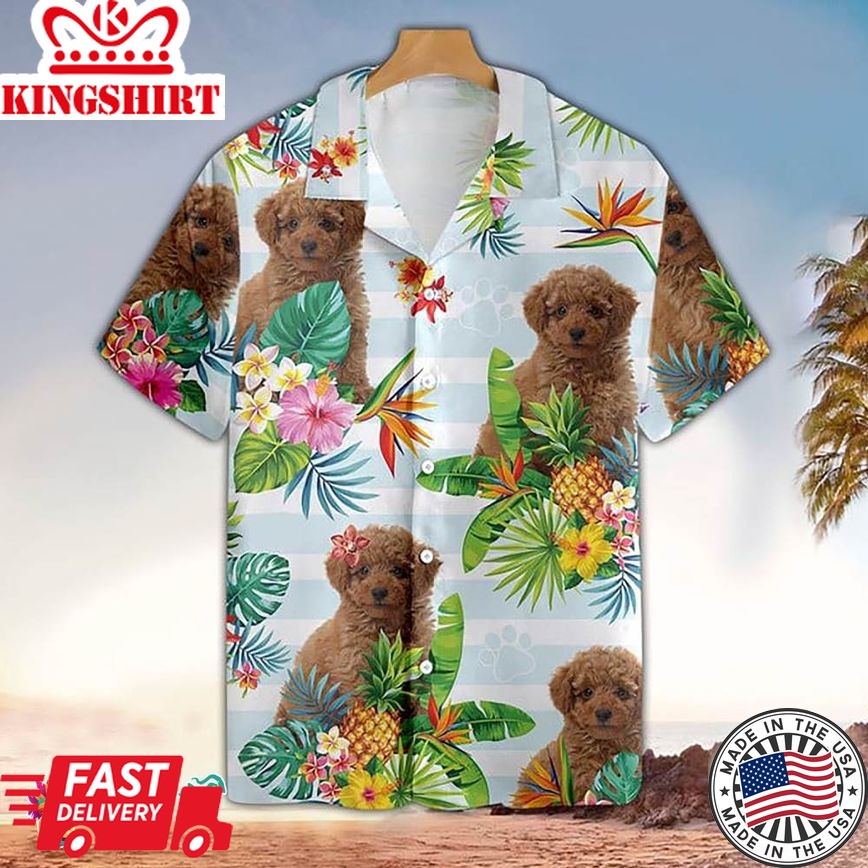 Poodle Hawaiian Shirt Poodle Tropical Floral Hawaiian Aloha Beach Shirt