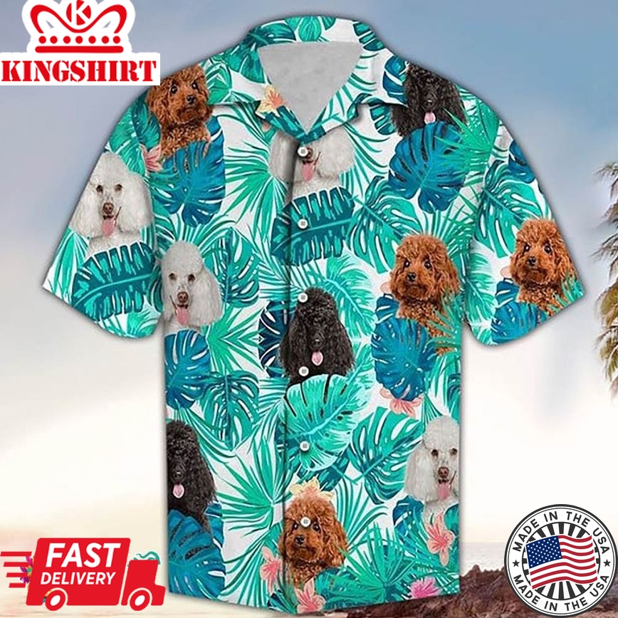 Poodle Hawaiian Shirt Poodle Tropical Green Hawaiian Aloha Beach Shirt