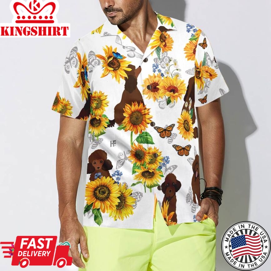 Poodle Lover With Sunflower Hawaiian Shirt