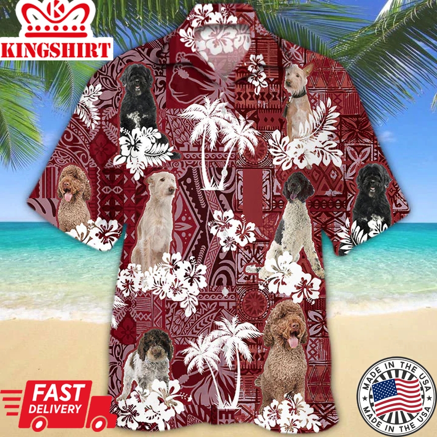 Portuguese Red Trendy Hawaiian Shirt, Gift For Dog Lover Shirts, Men's Trendy Hawaiian Shirt, Summer Hawaiian Aloha Shirt