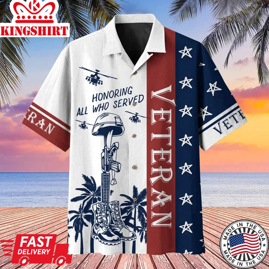 Premium U.S Multiple Service Veteran Hawaii Shirt, Veteran Trendy Hawaiian Shirt, Summer Gift For Veteran, Trendy Hawaiian Shirt For Men