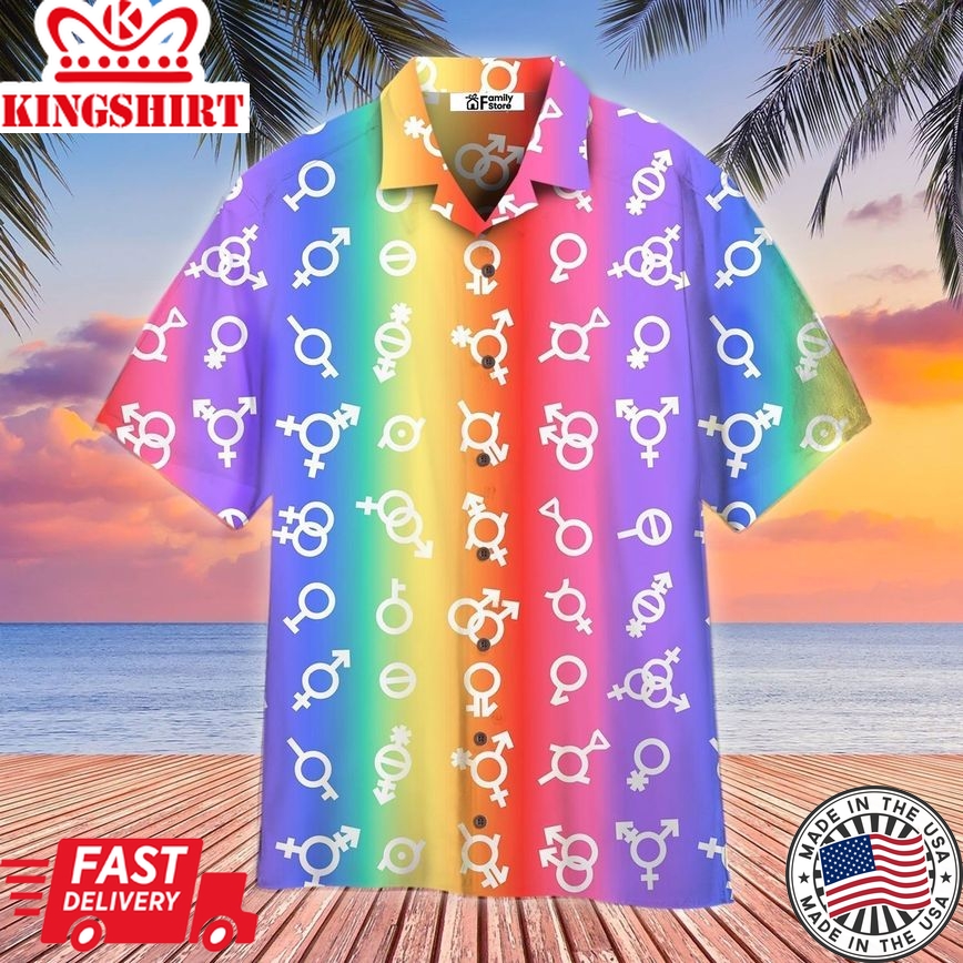 Pride Flag Lgbt Gender Aloha Hawaiian Shirts For Men & For Women |