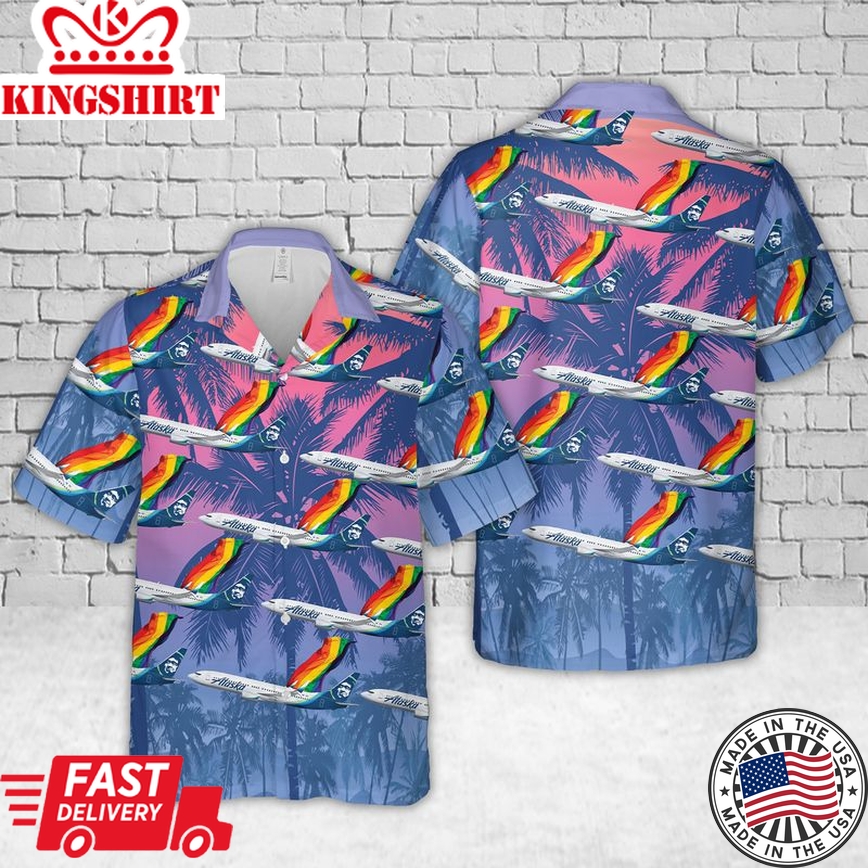 Pride Hawaiian Shirt, Alaska Fly With Pride Hawaiian Shirt, Hawaiian Shirts, Lgbt Hawaiian