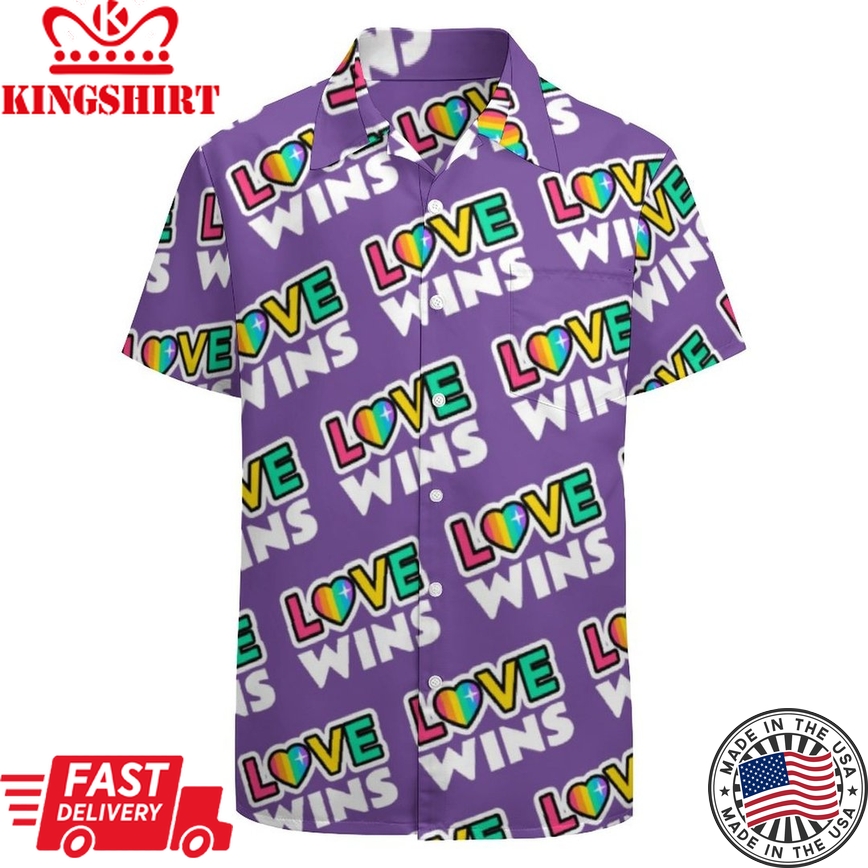 Pride Lgbt Love Wins Rainbow Purple Hawaiian Vintage Shirt