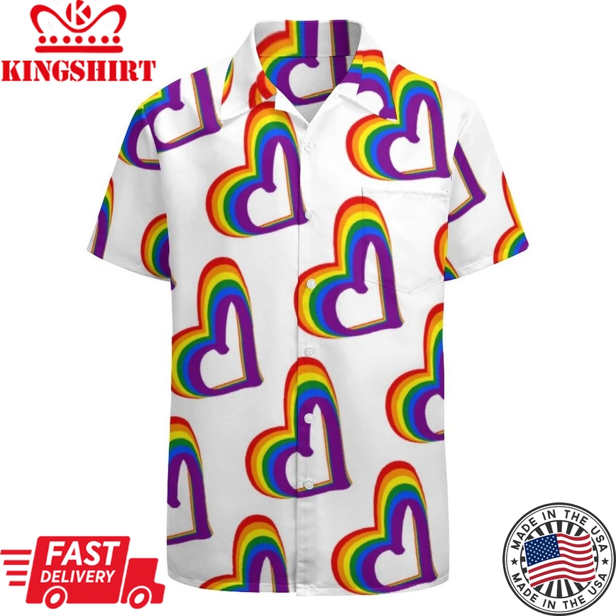 Products Cute Lgbt Rainbow Flag Hearts Pattern Gay Pride Hawaiian Vintage Shirt