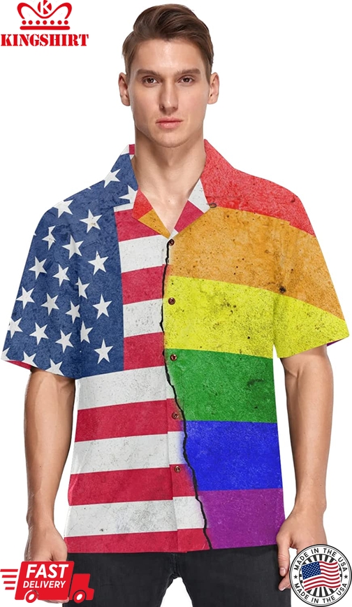 Products Gay Hawaiian Shirts In Usa Flag Background, Hawaiian Shirts Gay, Lesbian Hawaii Shirt