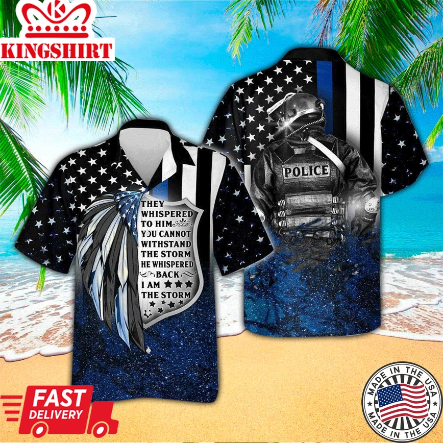 Proud Of Thin Blue Police Trendy Hawaiian Shirt, Gift For Police