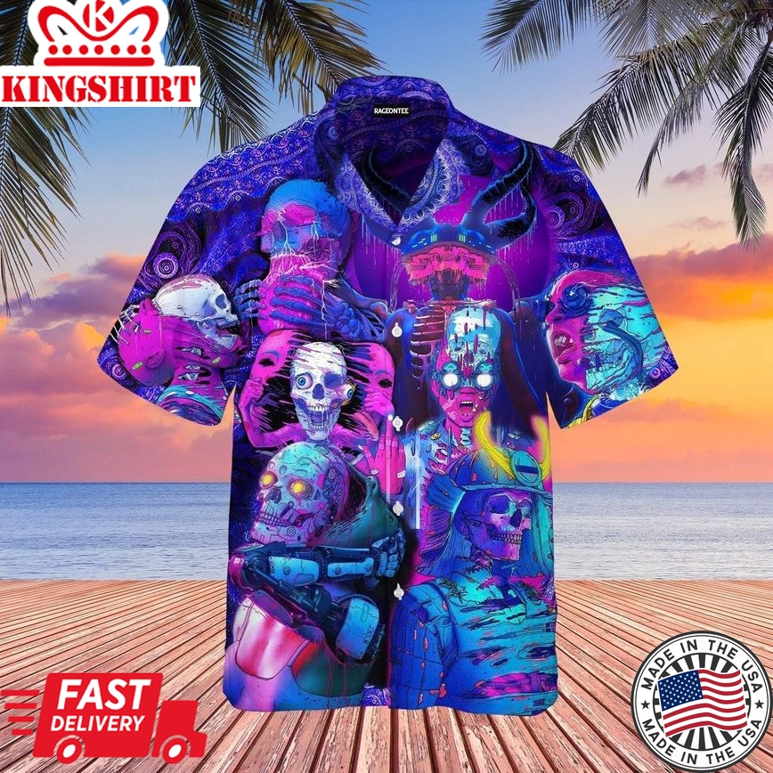 Psychic Skull Face Future Death Trendy Hawaiian Shirt